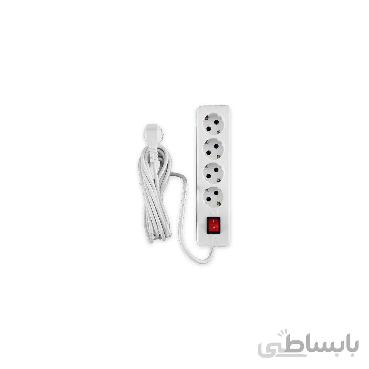 چهار خانه برق ارت دار باخ الکترونیک مدل E.H4 با 5 متر سیم