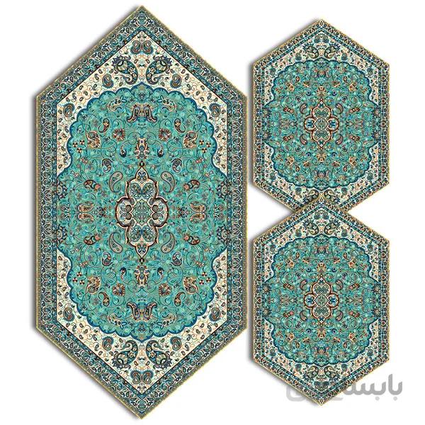 رومیزی مربع ترمه طرح سالار مشکی ابریشم کد 710 کد 410589