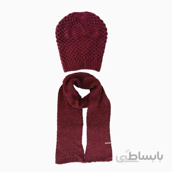 شال و کلاه دخترانه بافتنی برند تارتن کد tr02
