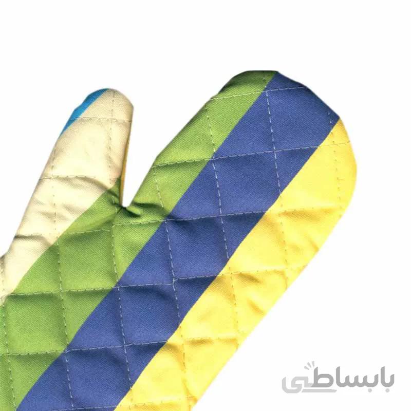 دستکش فر کتان رزين تاژ طرح رابید آبی