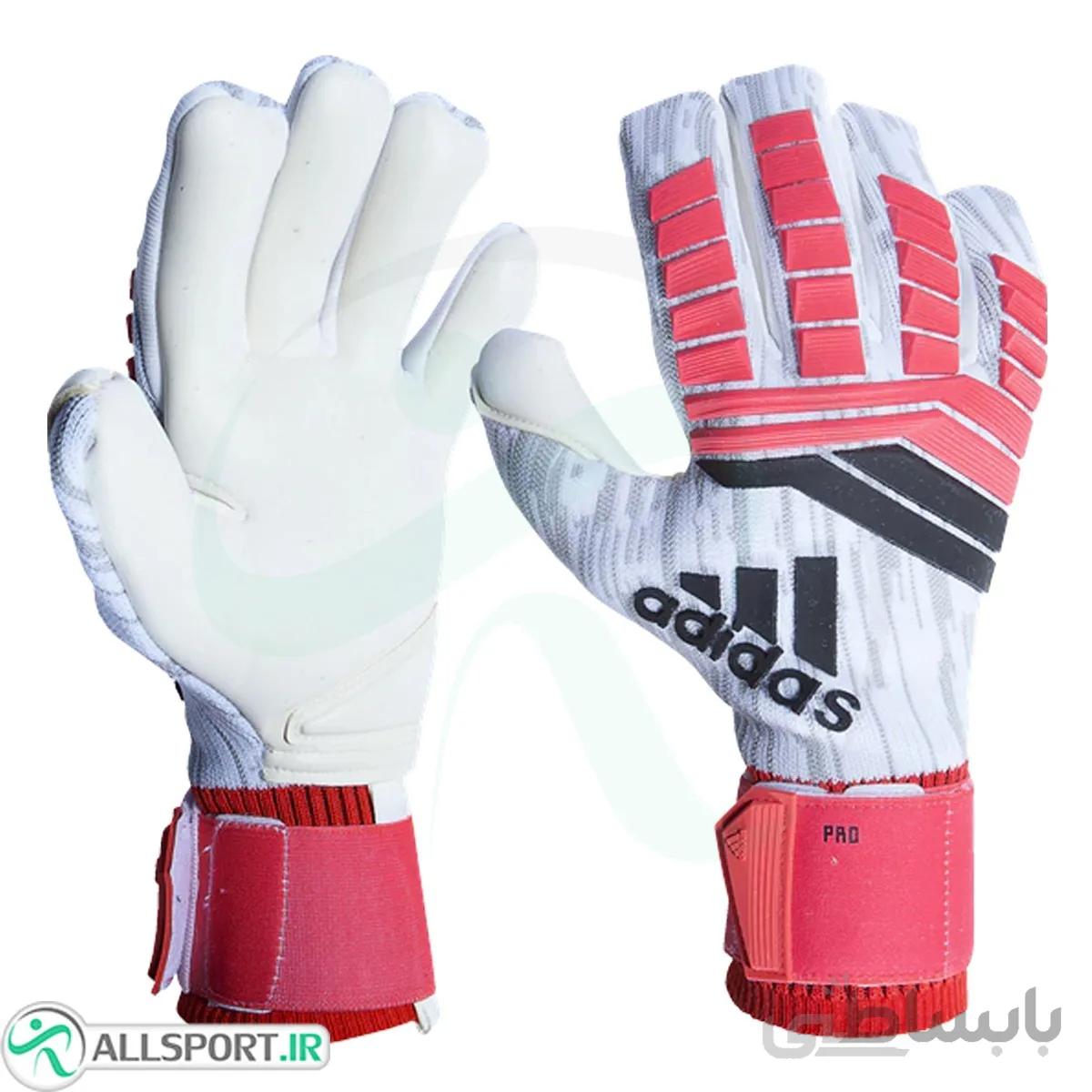 دستکش دروازه بانی آدیداس پردیتور طرح اصلی Adidas Goalkeeper Gloves Predator Trans Pro Red Real Coral Black White