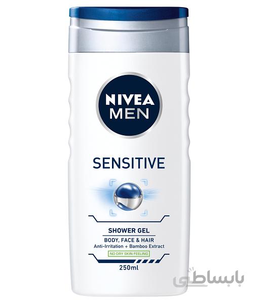 شامپو سر و بدن و صورت مردانه مدل SENSITIVE نیوا NIVEA حجم 250 میل