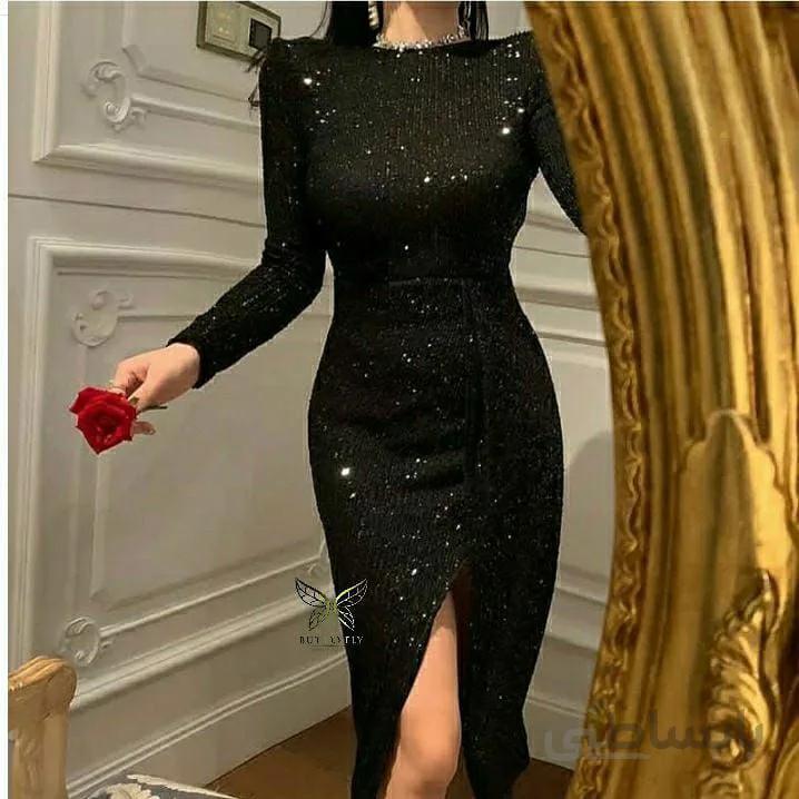 لباس مجلسی شیک دخترانه و زنانه سایز بزرگ ۱۵۲ - مشکی / 34 ا 152