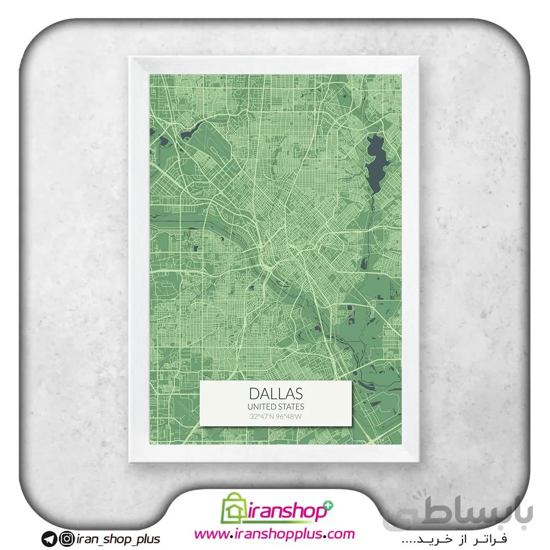تابلو نقشه شهر دالاس با تم Green