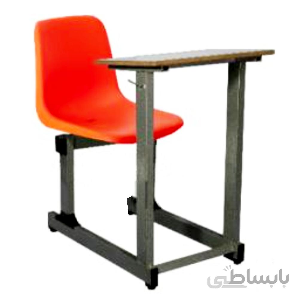 صندلی مدرسه ای مدل TS401Aتک نفره متصل با نیمکت و جا کتابی LX بنیزان