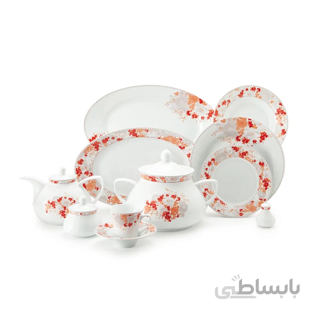 سرویس غذاخوری 108 پارچه چینی زرین ایران سری شهرزاد مدل ملانی درجه یک