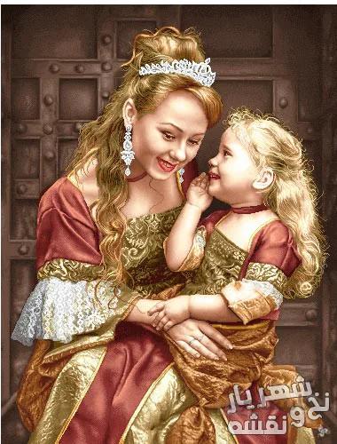 خرید انترنتی نخ و نقشه تابلوفرش طرح مهر مادر نجوا کد j-143