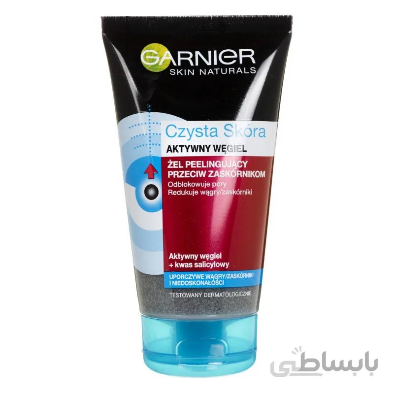 ژل پاکسازی لایه بردار صورت گارنیر (گارنیه) اصل | مدل ذغال فعال، ضد آکنه و جوش سرسیاه، کوچک کننده منافذ | ۱۵۰ میل