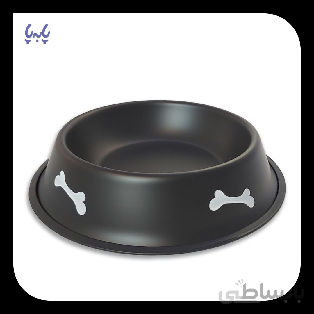 ظرف غذای سگ و گربه استیل طرح استخوان رنگی قطر 30