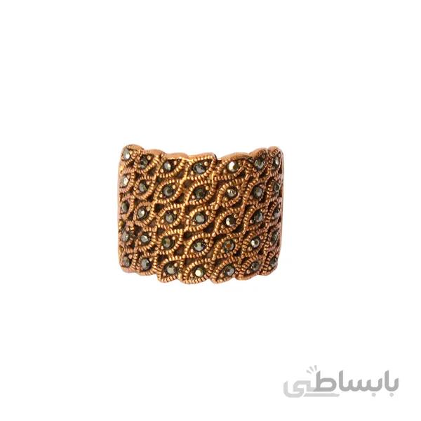 انگشتر مسی جدید نگین دار مارکازیت طرح پهن دریا کد JW277