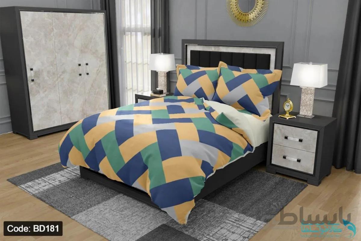 روتختی طرح هندسی برند دکو کد BD181 | دارای قابلیت تغییر رنگ پشت لحاف و ملحفه