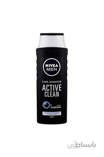 شامپو نیوا مردانه ۴۰۰ میل مدل اکتیو کلین همراه با رایحه ذغال – Nivea men shampoo Active clean Charcoal