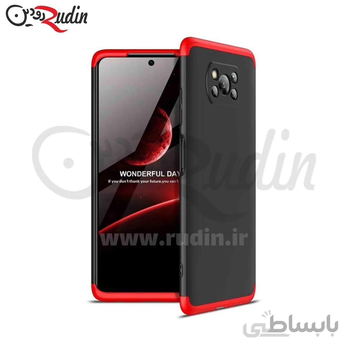 کاور ۳۶۰ درجه مدل GKK مناسب poco X3 NFC/poco X3 pro مشکی دور قرمز