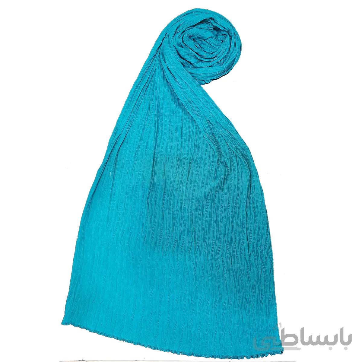 شال پلیسه نخی آبی روشن