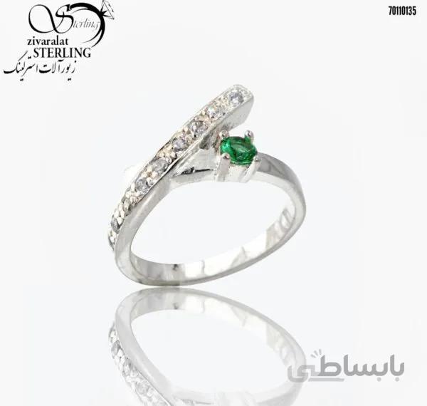 انگشتر نقره زنانه نگین سبز ساخت ایتالیا