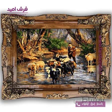 تابلو فرش ماشینی طرح تابلو نقاشی منظره کد 4042 فرشان