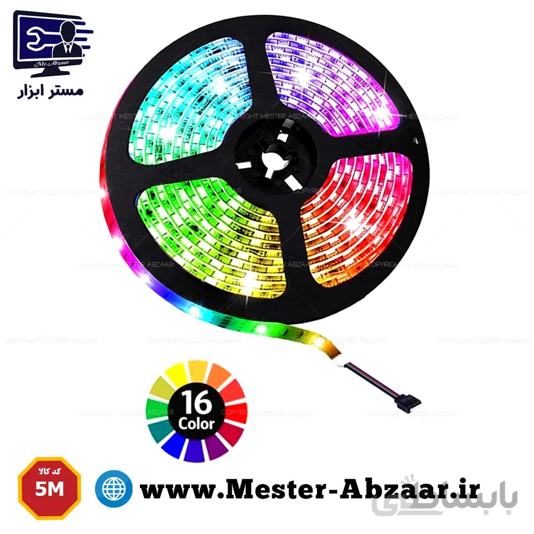 ریسه نواری مولتی کالر مدل 5m RGB هفت رنگ پشت چسب دار حلقه 5 متری
