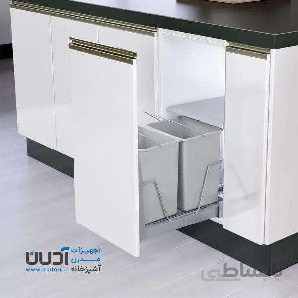 سطل زباله دومخزنه متوسط ریل کف تاندم (34 لیتری) – سامینا