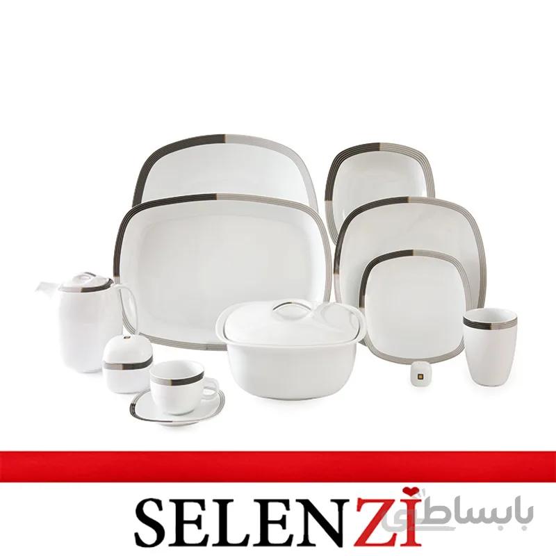 سرویس چینی زرین 12 نفره کامل وگاس اوریت 98 پارچه ا Zarin Iran Quattro Vegas-Aureate 98 Pieces Porcelain Dinnerware Set
