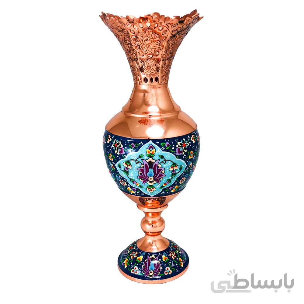 گلدان سنبلدان مس و پرداز 25 سانتی