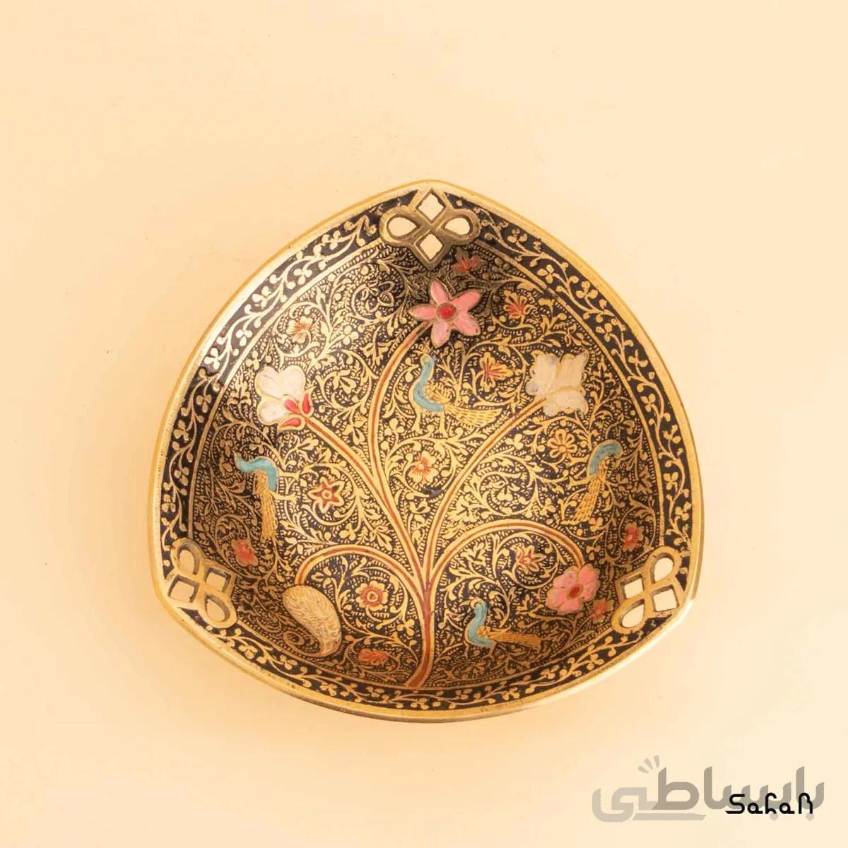 کاسه برنجی میناکاری مدل گلستان سایز 2
