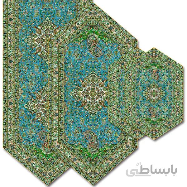 رومیزی مربع ترمه طرح سالار مشکی ابریشم کد 710 کد 410591