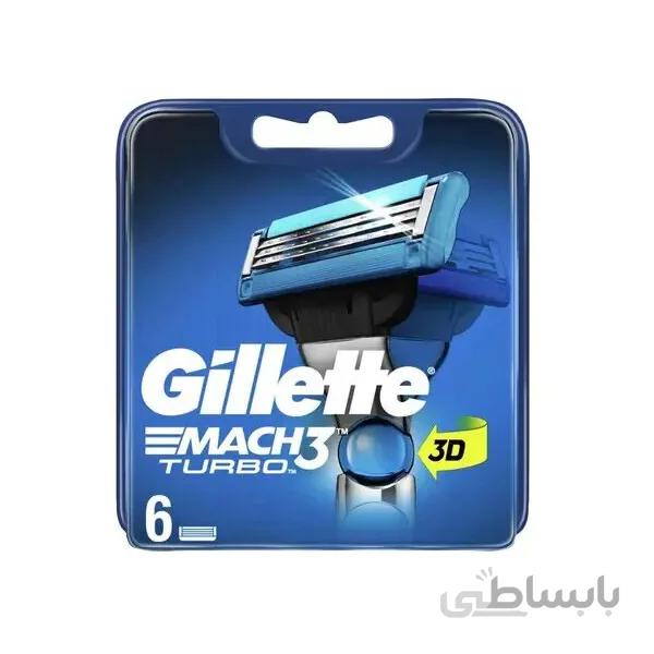 تیغ یدک ژیلت GILLETTE مدل مچ تری توربو MATCH3 TURBO بسته 6 عددی | اصل انگلستان