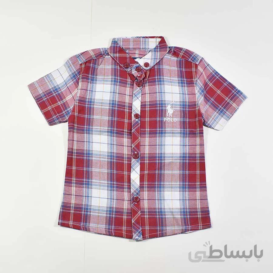 پیراهن آستین کوتاه پسرانه بچه گانه چهارخانه کد 2412