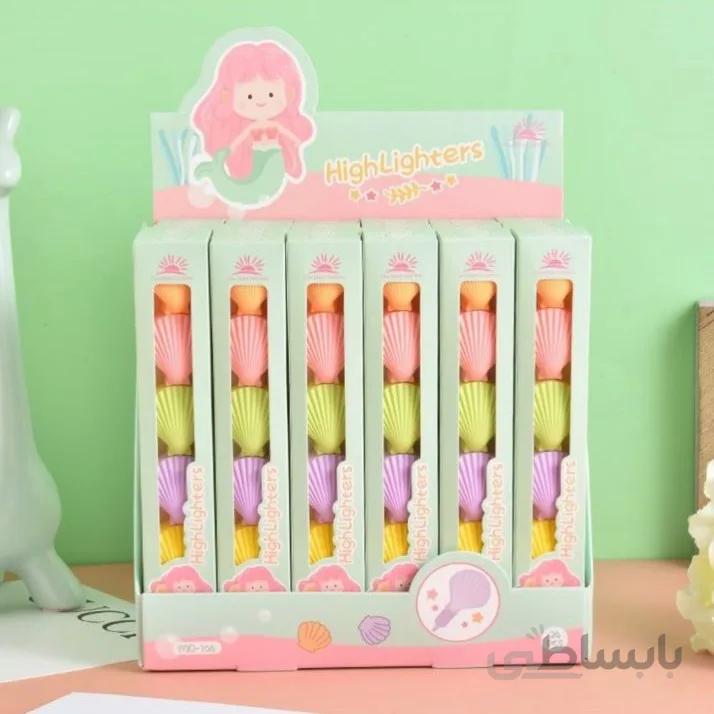 ماژیک هایلایتر فانتزی مدل صدف دریایی مجموعه ۶ عددی cute highlighter marker | ahwazonline.com