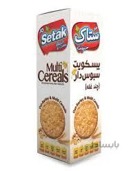 بیسکوئیت مولتی پلاس سبوس دار چند غله ساده 370 گرمی ستاک کارتن 12 عددی