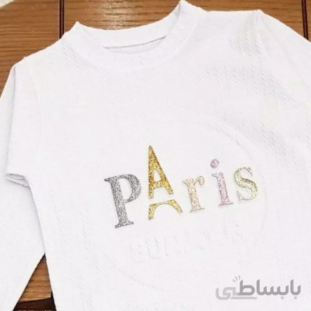 بلوز یقه گرد پسرانه و دخترانه طرح پاریس نخ لاکارا دار مناسب حدود سنی 2 تا 8 سال - ۳۵