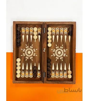 تخته نرد و صفحه شطرنج چوب گردو اعلا مارس معرق