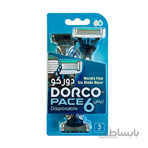 خودتراش 6 تیغ دورکو DORCO بسته 3 عددی ا Dorco Pace 6 Shave Blade For Men Pack Of 3