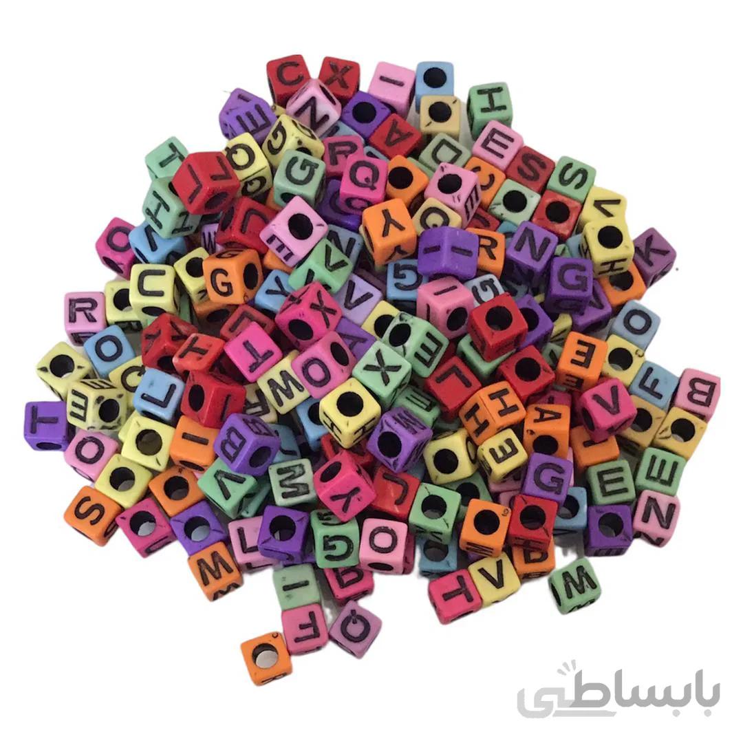 مهره دستنبد حروف انگلیسی مشکی بسته 200 عددی