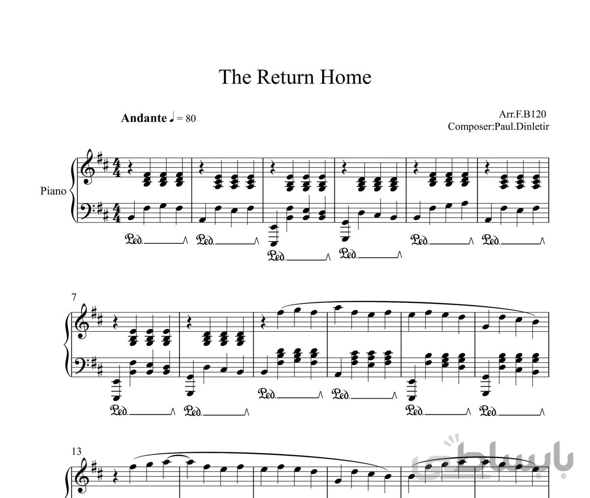 نت پیانو آهنگ The Return Home