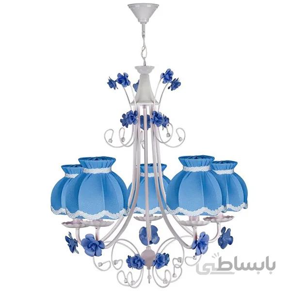 لوستر 5 شعله چشمه نور مدل A2211/5-BL آبی