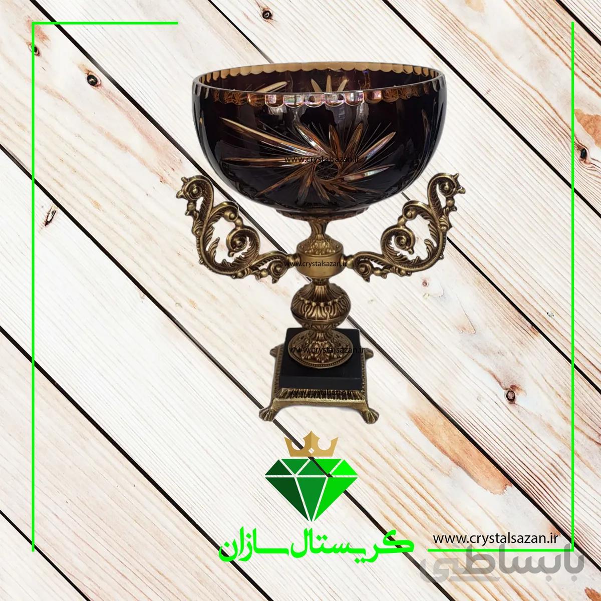 میوه خوری پایه دار دو پوست مدل تابان مشکی رنگ کریستال سازان کد M1237