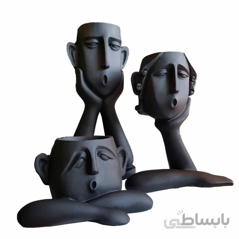 گلدان دکوری طرح فیگور مدل M22 مجموعه 3 عددی ونداهایپر - سفید