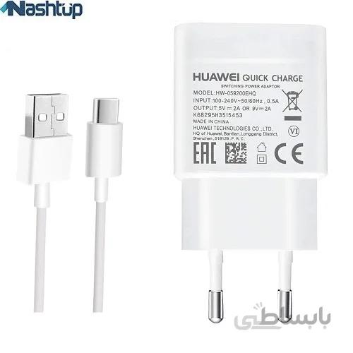 شارژر ديوارى فست شارژ و سريع اصلى همراه كابل هواوى گوشى Huawei nova 3e ا Huawei nova 3e Quick charge adapter with cable