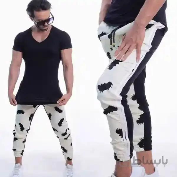 ست مردانه کد 192 تیشرت آستین کوتاه و شلوار اسلش طرح خفاش ا Men's set code 192 Short-sleeved T-shirt and slash pants with bat design