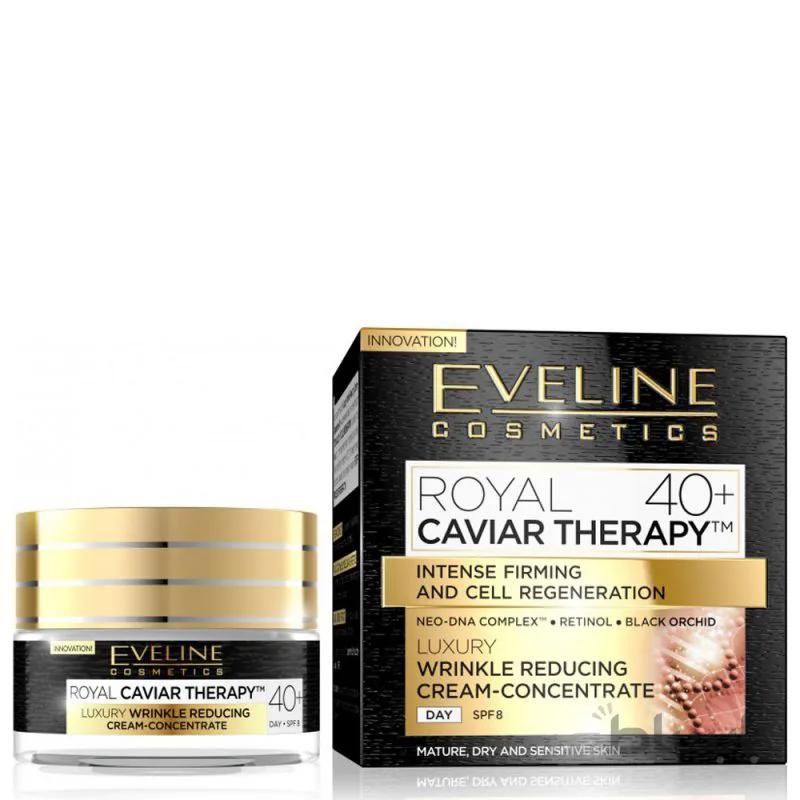 کرم روز خاویار جوان سازی و مغذی صورت او لاین EVELINE مناسب 40 سال مدل royal caviar therapy