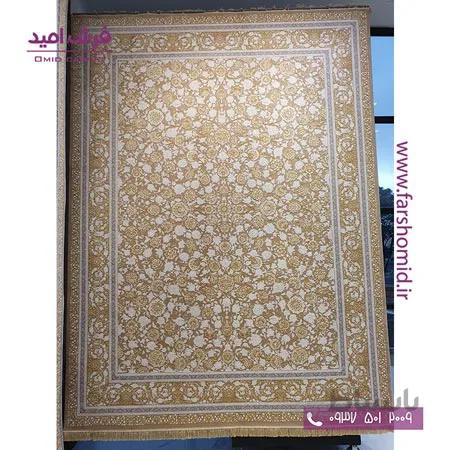 فرش ماشینی 1200 شانه 8 رنگ کد 300 افشان بژ کلکسیون رویال شاهکار آریایی