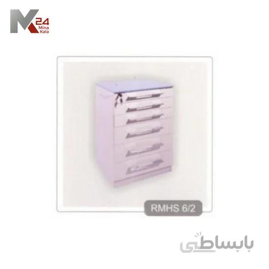 روتور 6 کشو MDF دارای شیشه رویه + قفل مرکزی + دستگیره استیل RMHS6/2