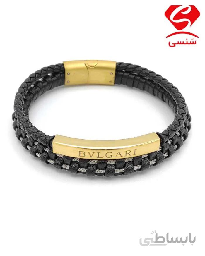 دستبند چرم و استیل کد53