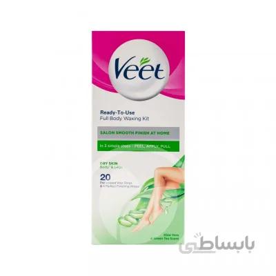نوار موبر آلوئه ورا ویت مناسب پوست خشک 20 عدد ا Veet For Dry Skin Hair Remover Strips Aloevera 20pcs