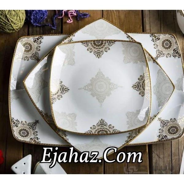 سرویس غذاخوری 12 نفره 105 پارچه چینی پردیس کاشان قالب پاریس طرح کریستین 176