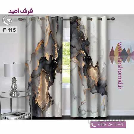 یک جفت پنل پرده پانچی دوخت شده و آماده نصب طرح مدرن کد F115