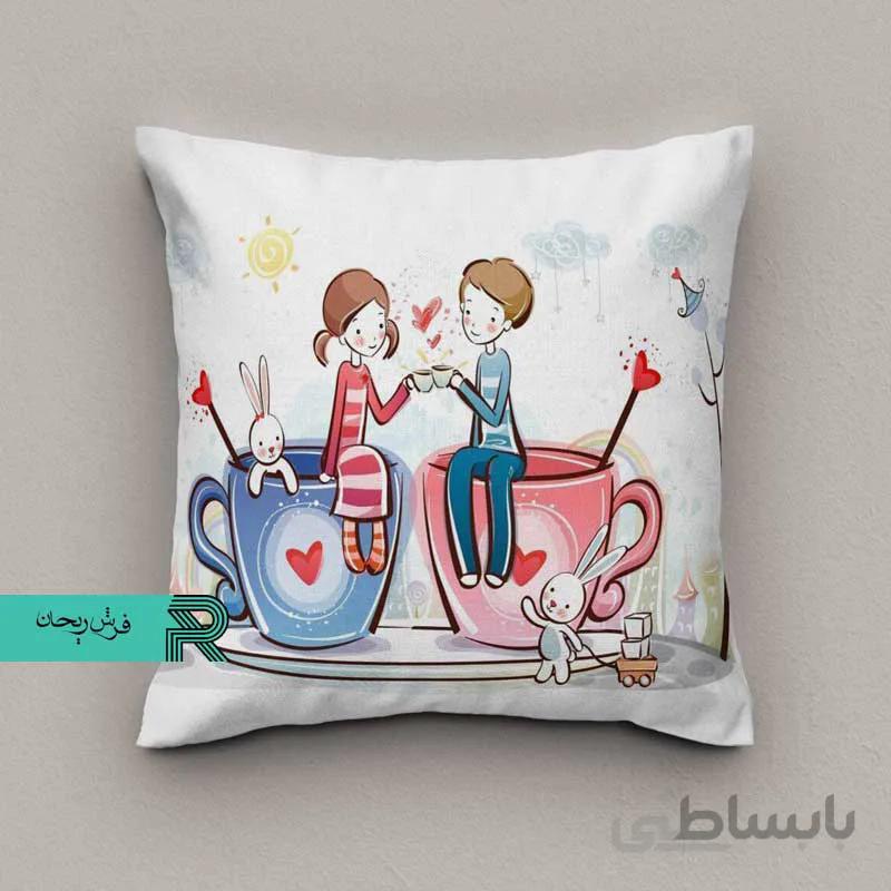 کوسن مخمل طرح عاشقانه کارتونی