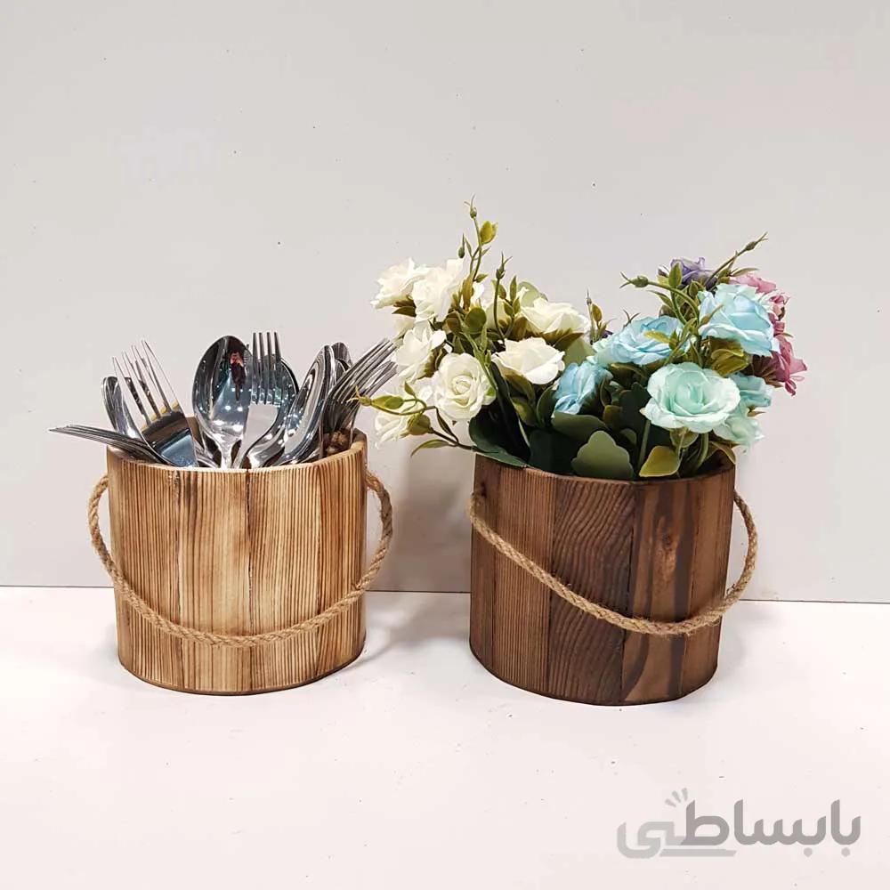 سطل استوانه چوبی کوچک