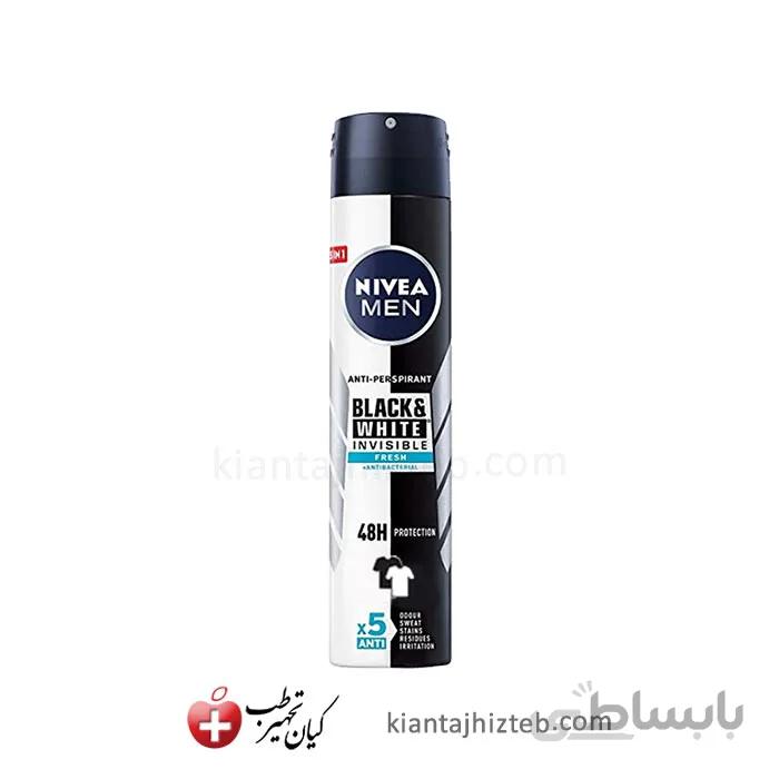 اسپری ضد تعریق مردانه NIVEA مدل BLACK & WHITE INVISIBLE حجم ۱۵۰ میل